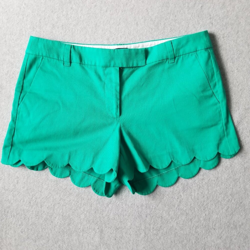 J. Crew Teal Scalloped Hem Shorts